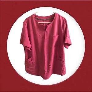 Cuddl Duds ClimateRight Women's Short Sleeve Stretch Pink Scrub Top Size XL